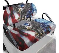 Aplkyhs American Flag Eagle Golf Cart Seat Covers Elastic Soft Golf Cart Seat and Backrest Covers Fashion Golfs Accessories Easy to Install Fits for Most Club Cars Golfs Carts