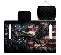 Aplkyhs American Flag Eagle Golf Cart Seat Covers Heavy-Duty Golf Seat Covers for Cart Soft Foldable Golfs Accessories with 4 Front Pockets Suitable for EZGO Club Cars Yamaha