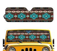 Aplkyhs Aztec Brown Windshield Sun Shade Compatible with Jeep Wrangler TJ JK JL & Gladiator JT Sun Shade Windshield Cover Block UV Rays Keep Your Vehicle Cool