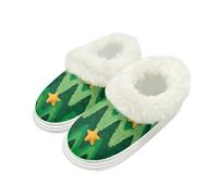 Aplkyhs Christmas Trees Outdoor Slippers Size 8-9 Furry Cotton Materials Womens Fuzzy Slip on Slippers Non Slip Polar Fleece Slipper for Women Indoor and Outdoor