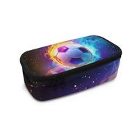 Aplkyhs Flaming Soccer Boys Girls Pencil Case with Zipper Pencil Pouch for Students and Teachers Pen Holder for School Supplies Kids Pen Organizer