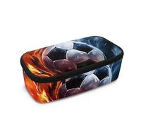 Aplkyhs Flaming Soccer Pencil Case with Zipper Pencil Pouch for Girls School Supplies Stationery Organizer Large Capacity Pen Holder for Kids Pen Box