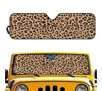 Aplkyhs Leopard Print Windshield SunShade Compatible with Jeep Wrangler TJ JK JL & Gladiator JT Fully Covered Windshield Sunshade Sun Visor Keep Your Vehicle Cool