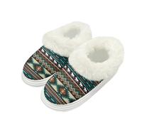 Aplkyhs Tribal Aztec Womens Slippers Size 4-5 Warm Polar Fleece Womens Cozy Winter Slipper Casual Cotton Materials Indoor Outdoor Slippers for Women Size 4-5