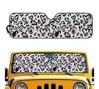 Aplkyhs Windshield SunShade for 2007-2018 Jeep Wrangler JK JKU & 1997-2006 Jeep Wrangler TJ LJ Leopard Heart Print Windshield Sunshade Sun Visor Blocks for UV and Heat