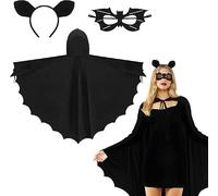 APLOS Bat Costume Set with Cape and Wings for Women Men Girls Vampire Cape Including Mask & Headband for Carnival Fancy Dress Halloween