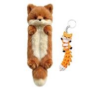 APLOS Funny Fox Pencil Case, Soft Fluffy Stationery Organiser with Keyring, Large Capacity Pencil Case for School, Office, Children