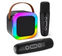 Aplsinvivi Karaoke Machines for Kids Adults, Mini Karaoke Machine with 2 Wireless Microphones, Kids Toys Birthday Gifts for Girls Ages 6, 7, 8, 9, 10, 12 +Year Old Family Home Party(Black)