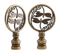Aplstar 2 Pack Brass Lamp Finial for Oriental Asian Lamp Shade, Antique Metal Decorative Dragonfly Style Lamp Finials Cap Knob for Table Lamp, Floor Lamp, Home décor (Bronze Color-2 Pack)