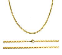 Aplstar Solid Gold Curb Chain Necklace 2mm thick 18ct Real Gold Plated Size: 16 18 20 22 24 inch/40 46 50 55 60 cm (75.00)