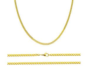 Aplstar Solid Gold Curb Chain Necklace 2mm thick 18ct Real Gold Plated Size: 16 18 20 22 24 inch/40 46 50 55 60 cm (60 CM)
