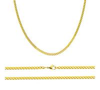 Aplstar Solid Gold Plated Curb Chain Necklace 2mm Thick Gold Plated Size: 16 18 20 22 24 inch/40 46 50 55 60 cm