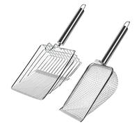 APLSTOW 2 PC Stainless Steel Cat Litter Scoop,Kitty Litter Scooper,Built-in 2 Types of Gap, Heavy Duty and Easy Clean Cat Scooper for Litter Box