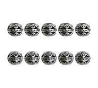 APLudoo 10Pcs Tibetan Styles Large Hole Beads Charm Antique Silver Tibetan Spacer Beads for Jewelry and Accessories Beading Supplies