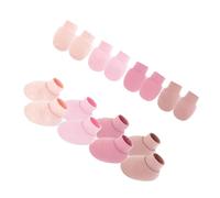APLudoo 4 Set Infant Cotton Mittens and Socks Set Breathable Anti Scratch Gloves Comfortable Wear for Newborns Baby Protections Infant Mittens with Socks