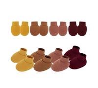 APLudoo 4 Set Infant Cotton Mittens and Socks Set Breathable Anti Scratch Gloves Comfortable Wear for Newborns Baby Protections Infant Mittens with Socks