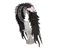 APLudoo Dark Series Angel Wing Hairband Punk Lace Decoration Fabric Headwear For Women Teens Girl Daily Wear Anime Costume Gothic Angel Wing Hairband