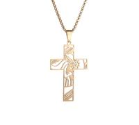 APLudoo Fashionable Catholic Crucifix With Necklace Adjustable Length Unisex Collar Chain Accessories Faith Symbol Jewelry Men's Gold Necklace