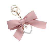 APLudoo Ribbon Bowknot Keychain with Pearls Heart Accent Unique Keyrings Suitable for Commuting Dating and Parties Everyday Use Keychain
