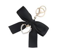 APLudoo Ribbon Bowknot Keychain with Pearls Heart Accent Unique Keyrings Suitable for Commuting Dating and Parties Everyday Use Keychain