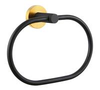 APLusee Black Gold Hand Towel Ring, Stainless Steel Hand Towel Holder for Bathroom Wall Mounted