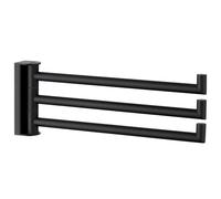 APLusee Swivel Towel Rack for Bathroom Wall Mounted, SUS 304 Stainless Steel Swivel Door Towel Bar with Multi 3 Rotating Arms, Matte Black