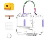 APLUSH Portable Plastic Bird Cage, Lightweight Waterproof Ventilated Travel Birdcage for Outdoor Adventures Camping, Easy To Carry, for Small Birds, Budgies And Pet Birds,Purple,B
