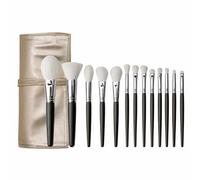 APLVFFZH 13 Piece Brush Set, Synthetic Fiber Cosmetic Brushes with Long Handles for Full Face Makeup Application, for Makeup Artists, Champagne Gold, Gold