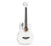 APLVFFZH Acoustic Guitar for Beginners, Small Guitar Starter Kit with Accessories & Learning Tools, 38 Inch Wood Guitar for Adults, White