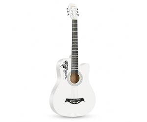 APLVFFZH Acoustic Guitar for Beginners, Small Guitar Starter Kit with Accessories & Learning Tools, 38 Inch Wood Guitar for Adults, White