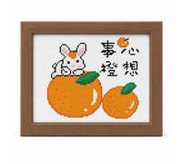 APLVFFZH Beginner 11CT Cartoon Cross Stitch Kit, Cartoon Designs, Suitable for Learning Cross Stitch, Handmade Decor, for DIY, H134 Xin Xiang Shi Cheng Rabbit, White, + Walnut Color Frame
