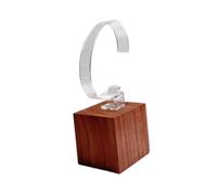 APLVFFZH C Shape Wristwatch Storage Solution, Wood Display Stand for Retail Use, Brown Clear