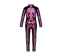 APLVFFZH Children Glow Costume Skeleton Jumpsuit Luminous Bodysuit Death Head Print Flexible Polyester Spandex Suitable for Dancing Halloween Fun, T108-1077, XXL