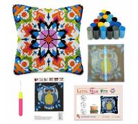 APLVFFZH DIY Geometric Latch Hook Pillow Kit, Pre-Cut Canvas, Hook, Removable Washable, Home Decor, Pp, Printed, BZ2902, Nordic Geometric Style, Multicolor