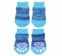 APLVFFZH Dog Socks to Prevent Licking Paws, Anti Slip Protectors for Hardwood Floors, Haze Blue Socks, Blue, M (Paw width approx. 4cm, 2.5-6kg)