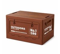 APLVFFZH Folding Storage Box, Portable Camping, Brown - Large (With Lid)