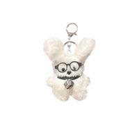 APLVFFZH Glasses Puppy Plush Keychain, Cute Dog Doll Keyring for Handbag, A