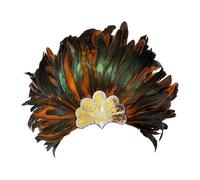 APLVFFZH Halloween Feather Headdress, Handmade Peacock Design, Boho Ethnic Crown, Pageant Fascinator Decor, Gypsy Indian Cosplay Headpiece, Headwear for Themed Parties, Prom, Costume Activities,Orange