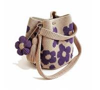 APLVFFZH Handmade Crochet Tote Fashion Bag with Soft Woven Surface Easy Access Interior Attachments Suitable for Adult Women Market, Purple, Purple