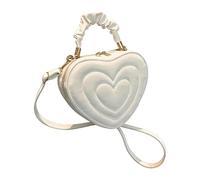 APLVFFZH Heart Bag Women Handbag PU Satchel Crossbody Adjustable Handle Zipper Closure Simple Design Suitable for Daily Use Gifts Shopping Dating Travel Tra, White