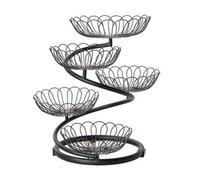 APLVFFZH Industrial Tray 5 Tier Spiral Fruit Basket Stand With Elegant Petal Pattern And Stable Round Base Suitable For Kitchen Counter Dining Table Living Room Coffee Table Storage, Black