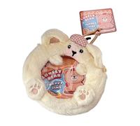 APLVFFZH Plush Keychain Earbuds Case Protect Cover Plush Doll Change Bag Bag Pendant, Beige