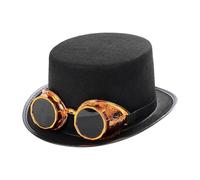 APLVFFZH Steampunk Hat for Adults, Gothic Style, Distinctive Jazz Accessory, Hat with Goggles And Lightweight Non-Woven Material, Suitable for Parties, Gold Glasses