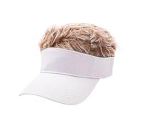 APLVFFZH Sun Visor Hat with Synthetic Hair, Trendy, Lightweight And Comfortable Visor Wig, White Cap CoffeeHair