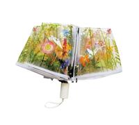 APLVFFZH Transparent Umbrella Dome Canopy Compact Cute Travel Portable Korean Three Fold Flower Umbrella for Women Girls Photo Prop, Manual