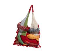 APLVFFZH Women Tote Bag Handbag Women Shoulder Bag Knitting Yarn Comfortable Spacious 3D Fish Decoration Eye Catching Contrast Stitching Suitable for V, Red