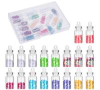 APLZGMG 18Pcs Pixie Necklaces, Glitter Star Confetti Dust Bottles Necklace Fairy Dust Glass Bottles Necklace Mini Wishing Jar with Colorful Star Confetti for Fairy Birthday Party Favors