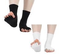 APLZGMG 2 Pairs Toe Separator Socks, Foot Alignment Socks for Women Men, Yoga Toe Sock for Barre Pilates Yoga Dance, Compression Toes Sock for Relax and Relief Pain (White/Black)