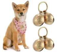 APLZGMG 2 Pcs Copper Dog Collar with Bell, Brass Bells for Dog Collars, Anti-Lost Bell Charms, Loud Vintage Collar Bells for ID Pendant Tag Little Dogs & Cats Pet Supplies
