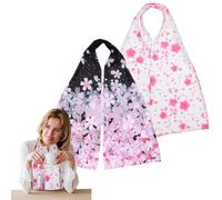 APLZGMG 2 Pcs Stylish Adult Bibs Scarf for Women, Snap on Adult Bibs for Womens Eating Dining, Cotton Clothing Protectors for Elderly Senior Women and Men (Black and White with Pink Sakura)